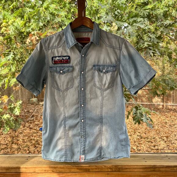 The Rolling Paper Company Tops - The Rolling Paper Company Women's Denim Snap Front Shirt Size M